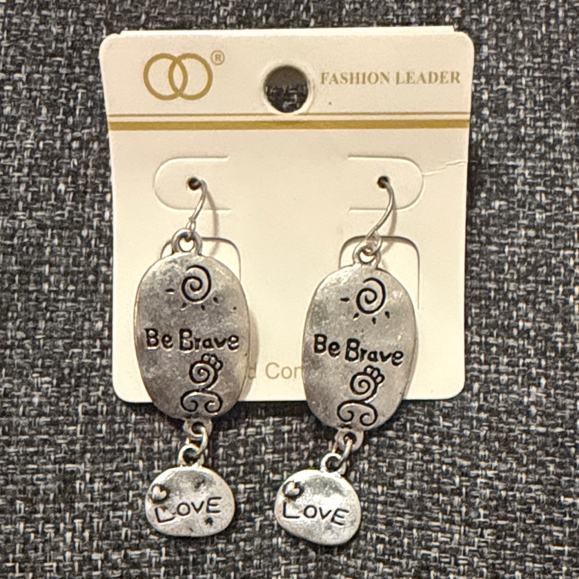 Silver 'Be Brave' Earrings